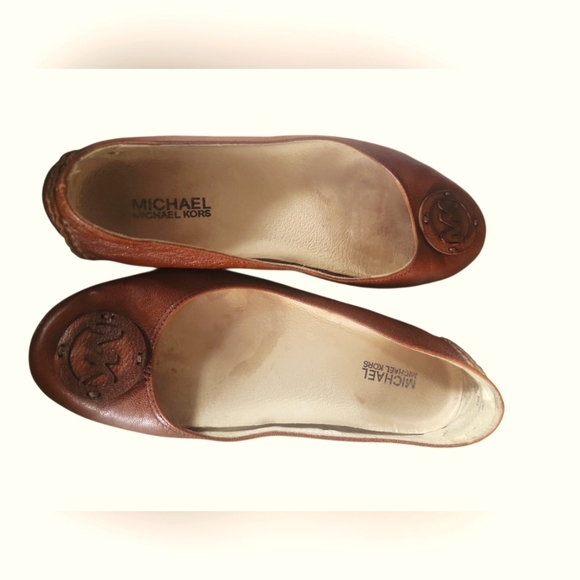 Michael Kors Brown Leather MK Logo Moccasin Flats Loafer Sz 8 1/2M - Picture 3 of 6
